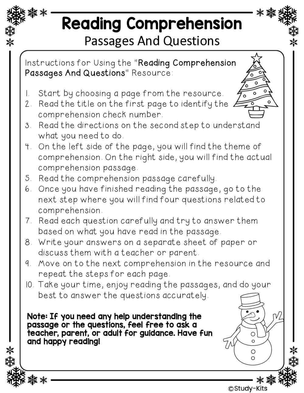 Reading Comprehension Checks December Build Fluency and Confidence! (NO PREP)